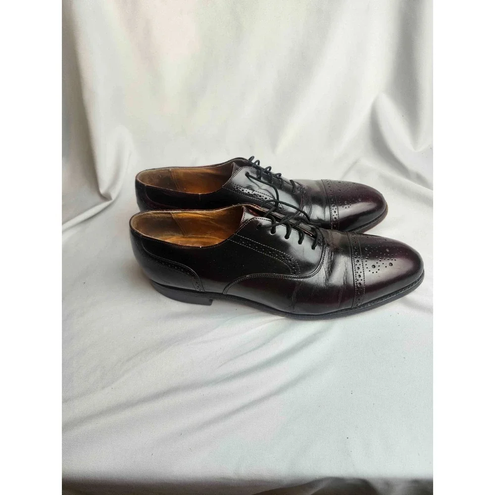 Vintage Johnston & Murphy Semi-Brogue Oxford Dress Shoes Mens Size 8D Burgundy